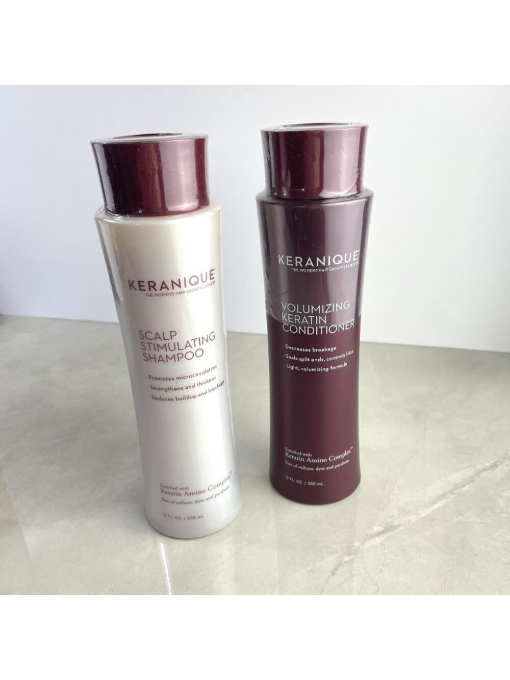 Keranique Scalp Stimulating Shampoo and Volumizing Keratin Conditioner  New